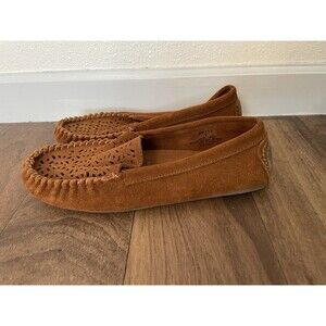 Minnetonka Women's Classic Driver Leather Loafers Brown Slip On Size 9 69312